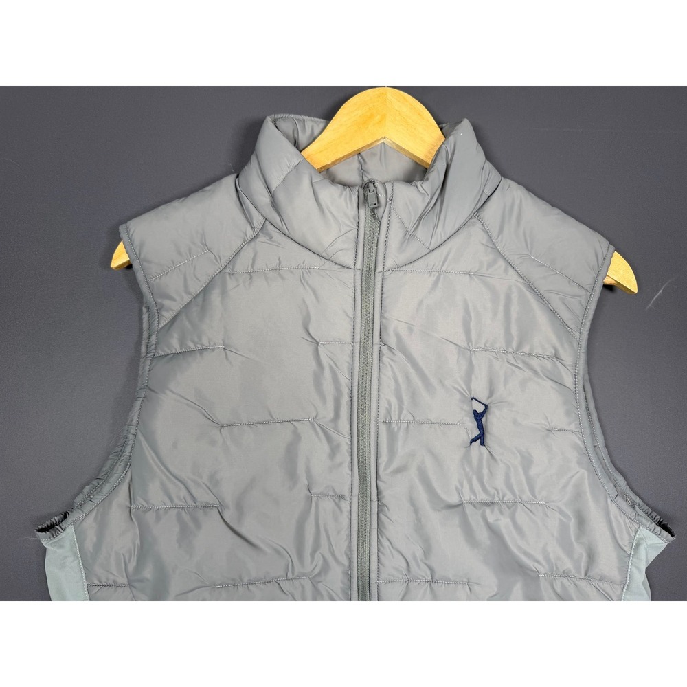 Tasc Performance Mens Medium Players Golf Gray Quilted Full Zip Golf Puffer Vest